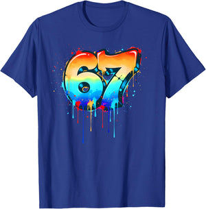 Funny 67 Drip Graffiti Six Seven Street Vintage Streetwear T-Shirt - T-Shirt | Royal