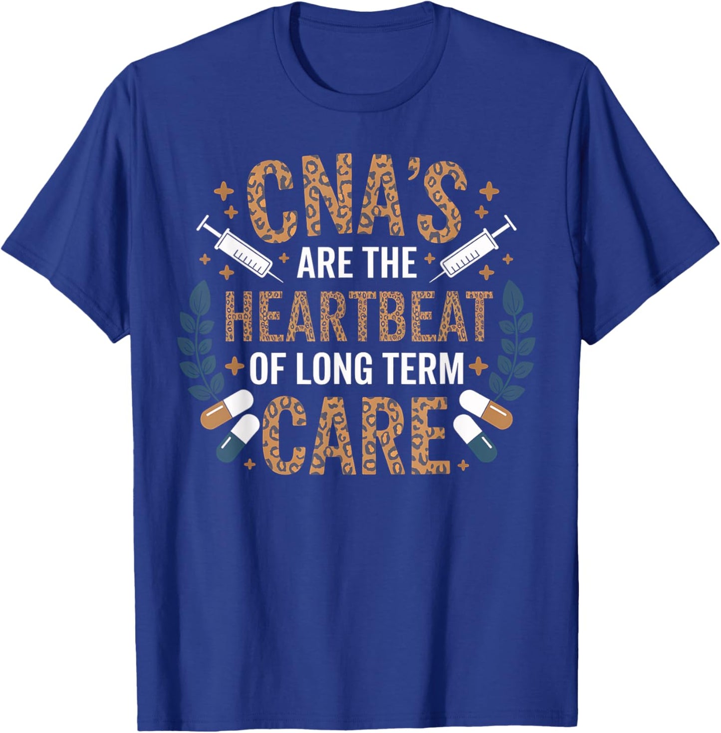 CNA Heartbeat Long Term Care Nurse Appreciation Gift T-Shirt - T-Shirt | Royal