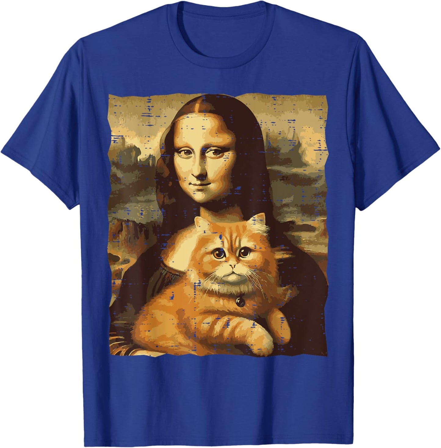 Mona Lisa Orange Cat Funny GInger Painting Women Men Kids T-Shirt - T-Shirt | Royal