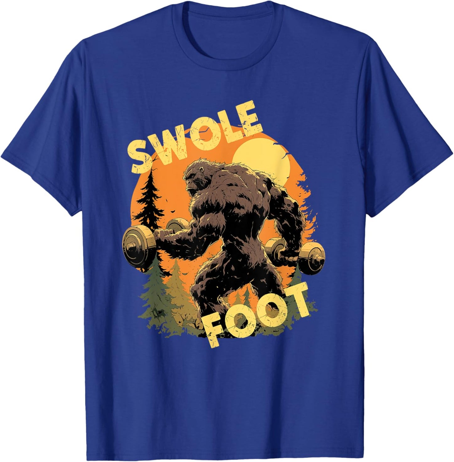 Bigfoot Weightlift Swole Foot Exercise Gym Funny Sasquatch T-Shirt - T-Shirt | Royal