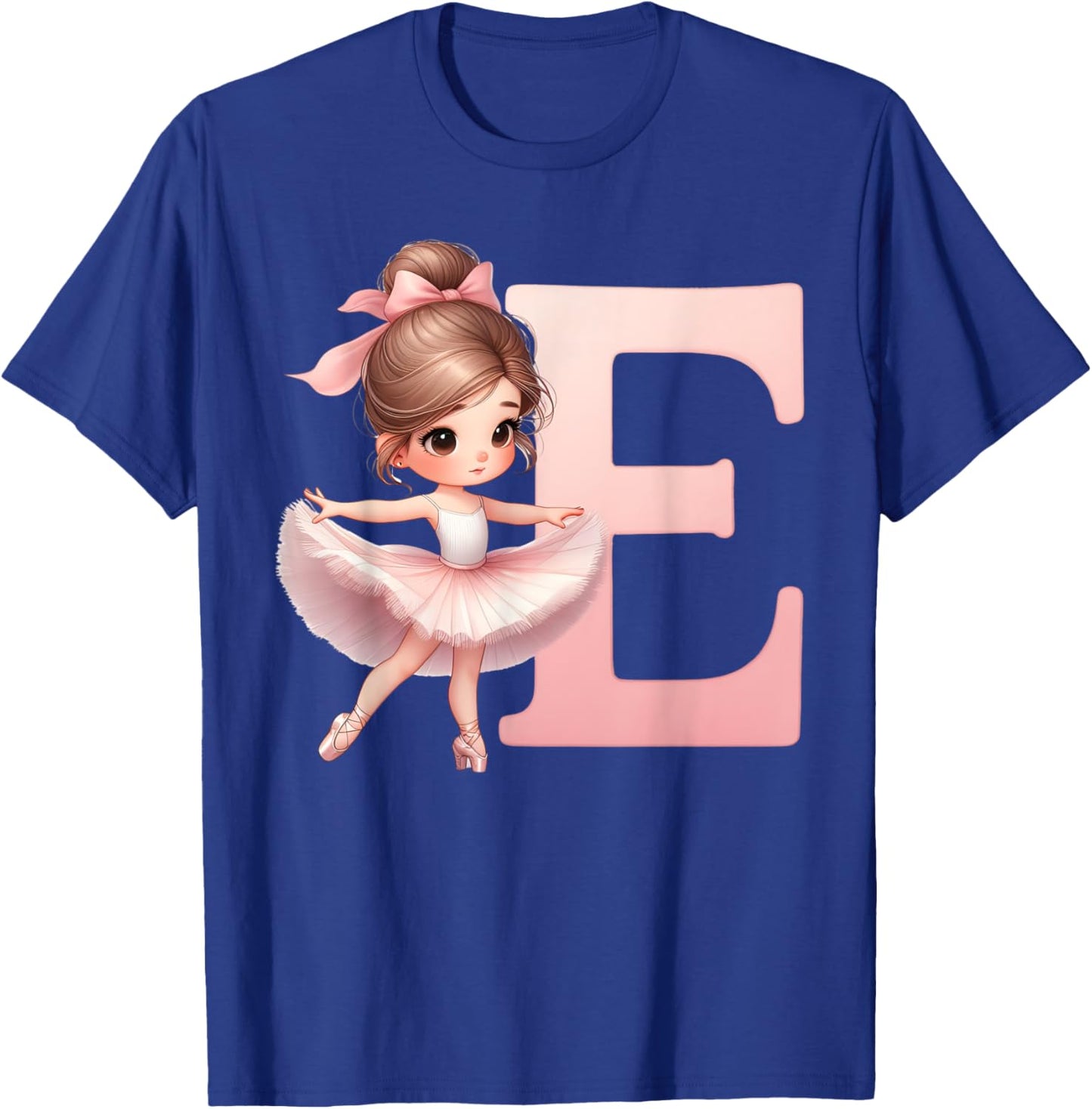 Ballerina Girl Dancing Name First Letter E Girly Tutu Ballet T-Shirt - T-Shirt | Royal