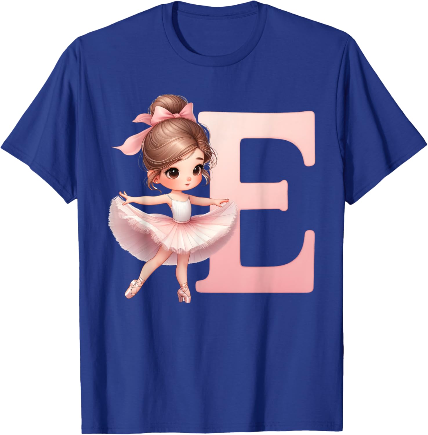 Ballerina Girl Dancing Name First Letter E Girly Tutu Ballet T-Shirt - T-Shirt | Royal