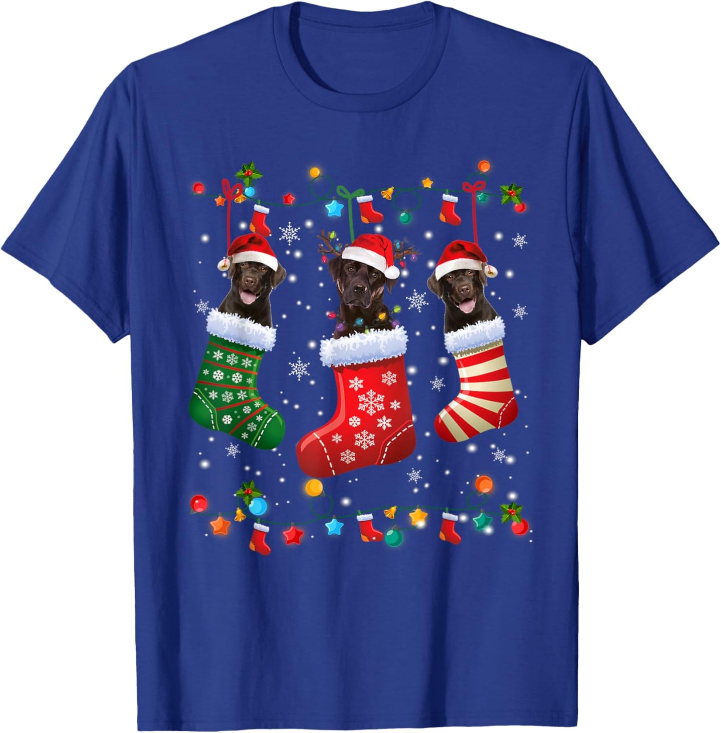 Christmas Socks Pajama Chocolate Lab Labrador Dog Lover Men Women Kids T-Shirt - T-Shirt | Royal