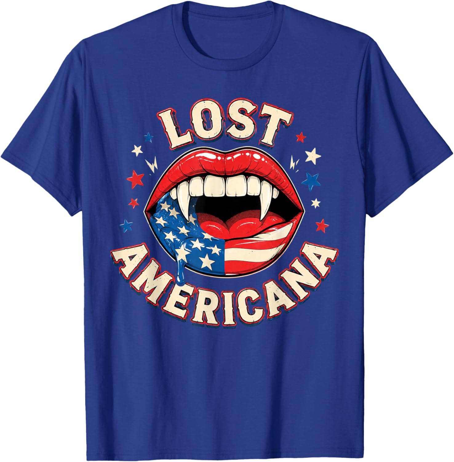 Lost Americana Vintage Vampire Patriotic Retro USA T-Shirt - T-Shirt | Royal