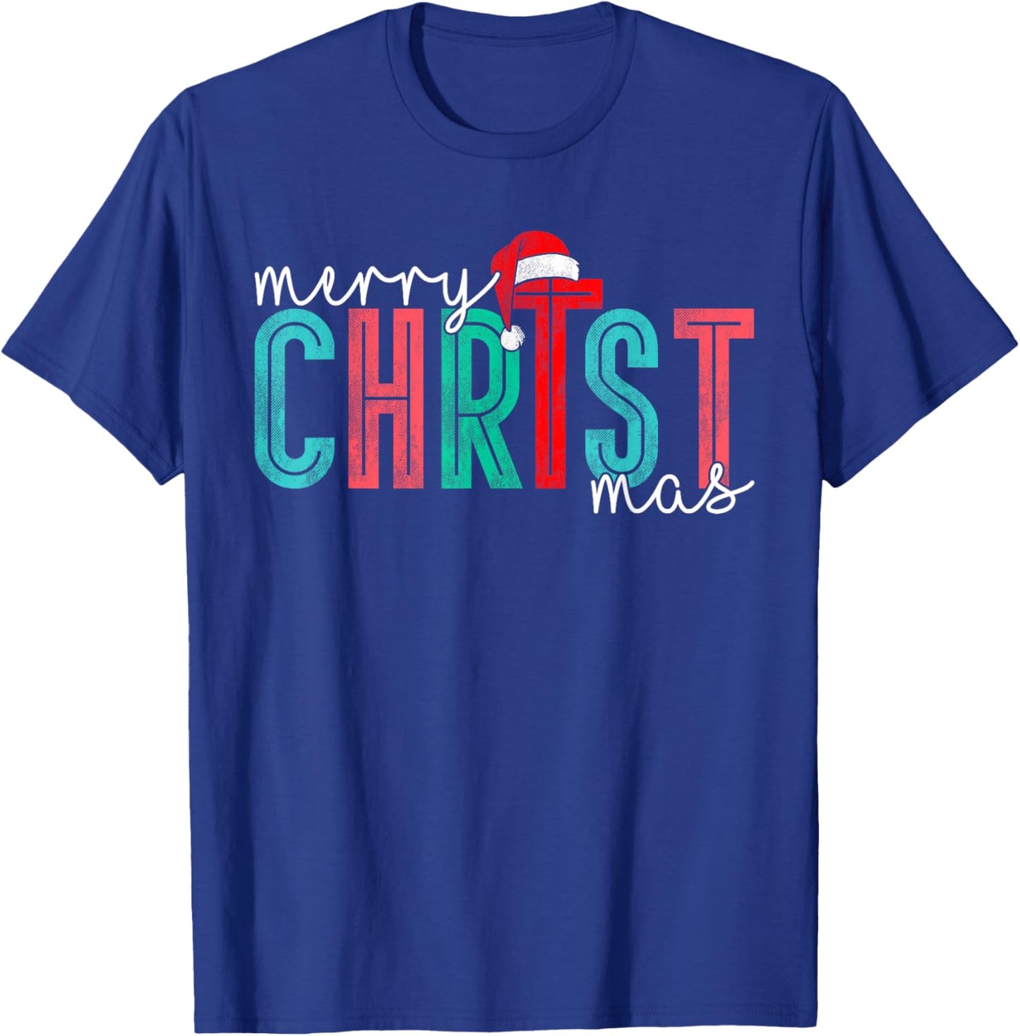 Merry Christ Mas Christian God Matching Christmas Family T-Shirt - T-Shirt | Royal