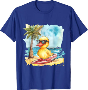 Rubber Duck Surfing Summer Surfer Beach Rubber Duckling T-Shirt - T-Shirt | Royal