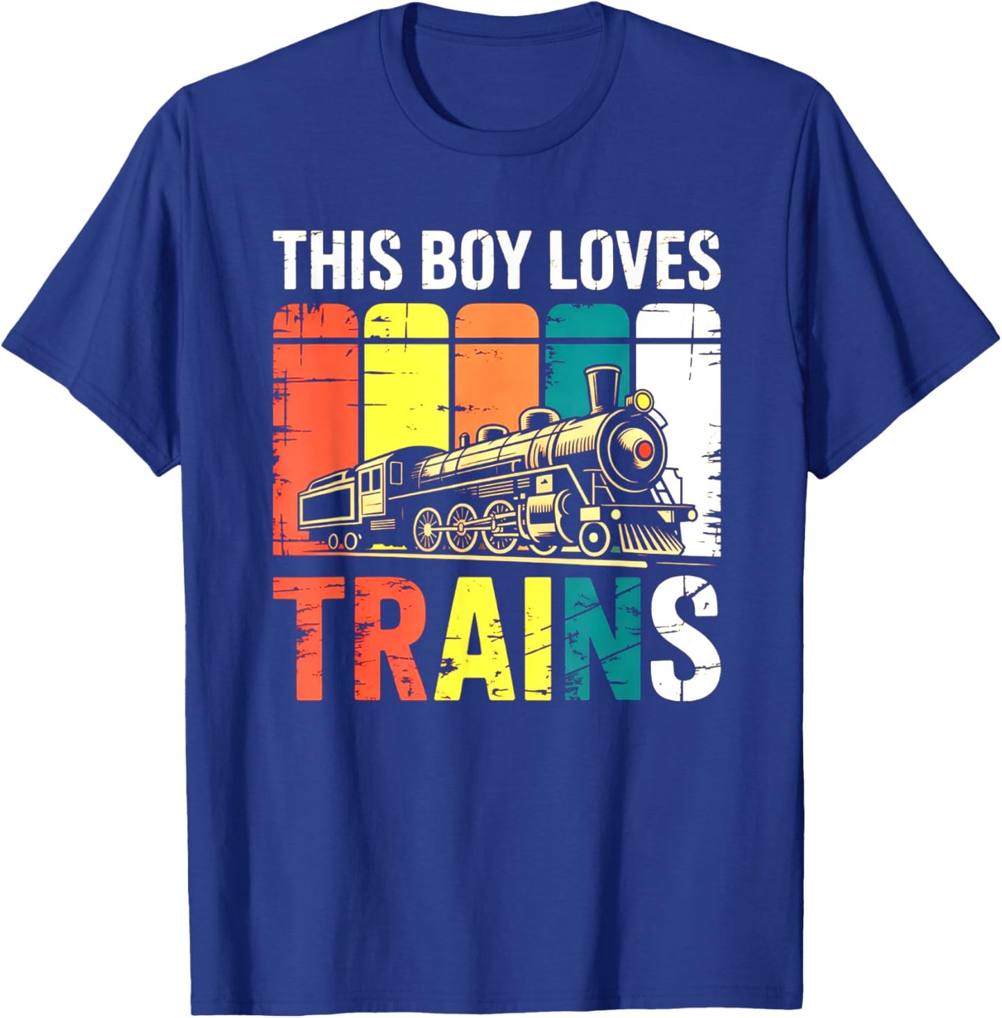 This Boy Loves Trains Retro Lokomotive Kids Train Driver T-Shirt - T-Shirt | Royal
