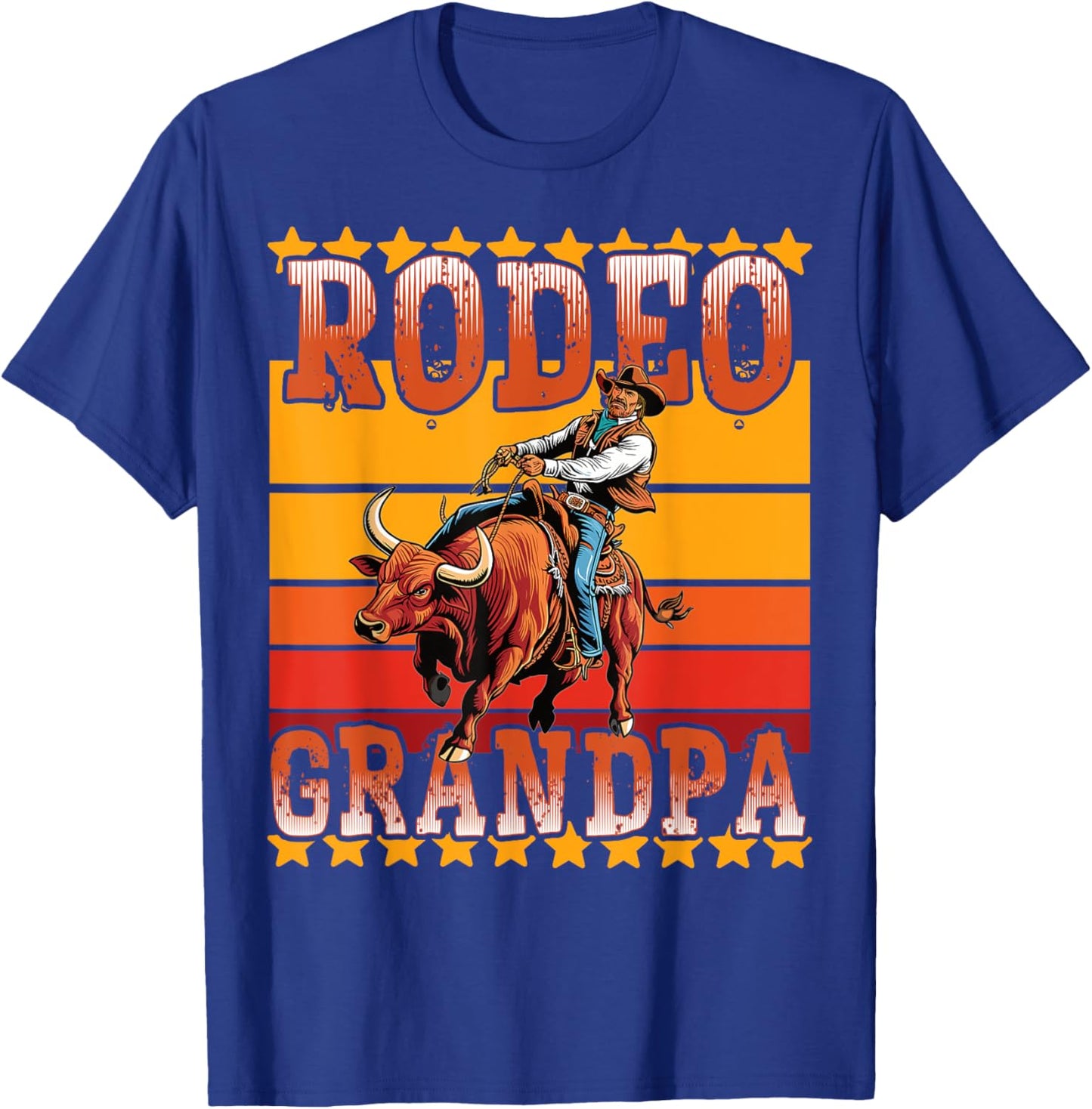 Rodeo Rider Crew Grandpa Western Cowboy Horses Bulls Rodeo T-Shirt - T-Shirt | Royal