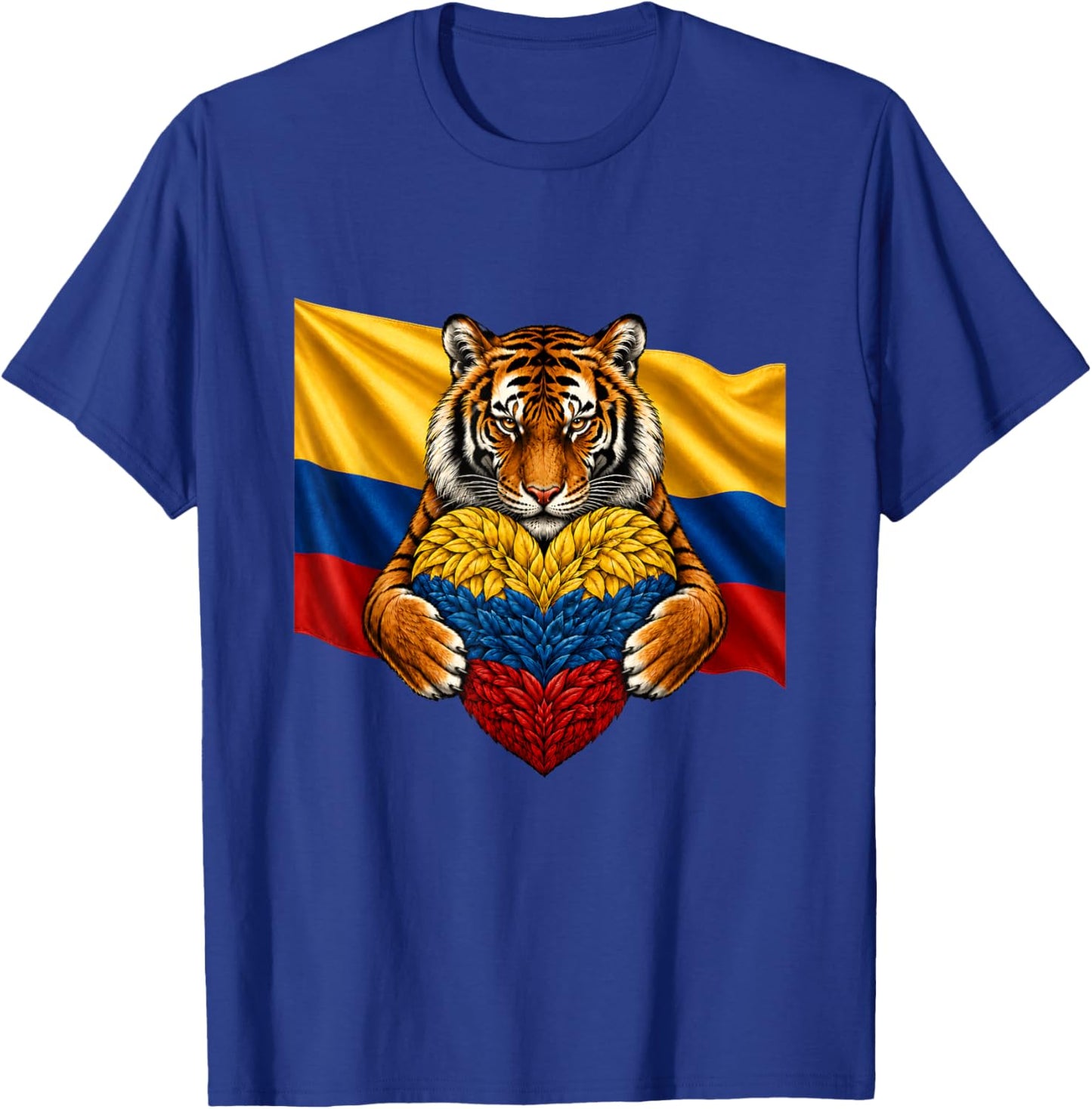 Colombia Flag Tiger Heart Colombian Pride Patriotic Heritage T-Shirt - T-Shirt | Royal