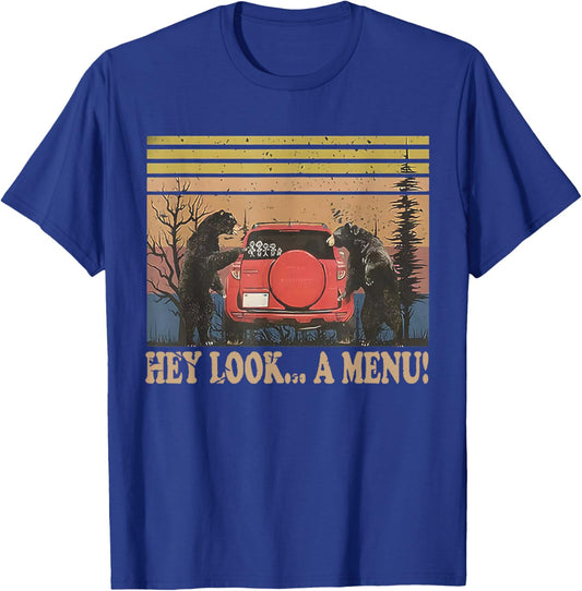 Hey Look A Menu Funny Camping Bear T-Shirt - T-Shirt | Royal
