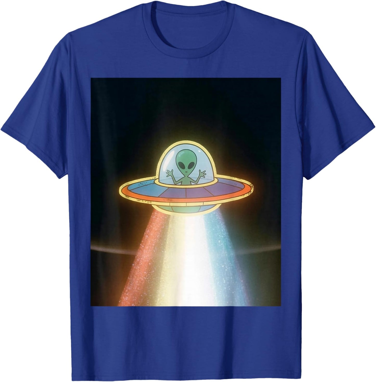 Alien UFO Colorful Lights for Alien Lover Retro Sci-Fi Gifts T-Shirt - T-Shirt | Royal