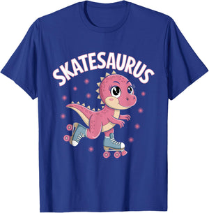 Roller Skating Dinosaur T-Rex Skate Dino Funny Roller Skater T-Shirt - T-Shirt | Royal