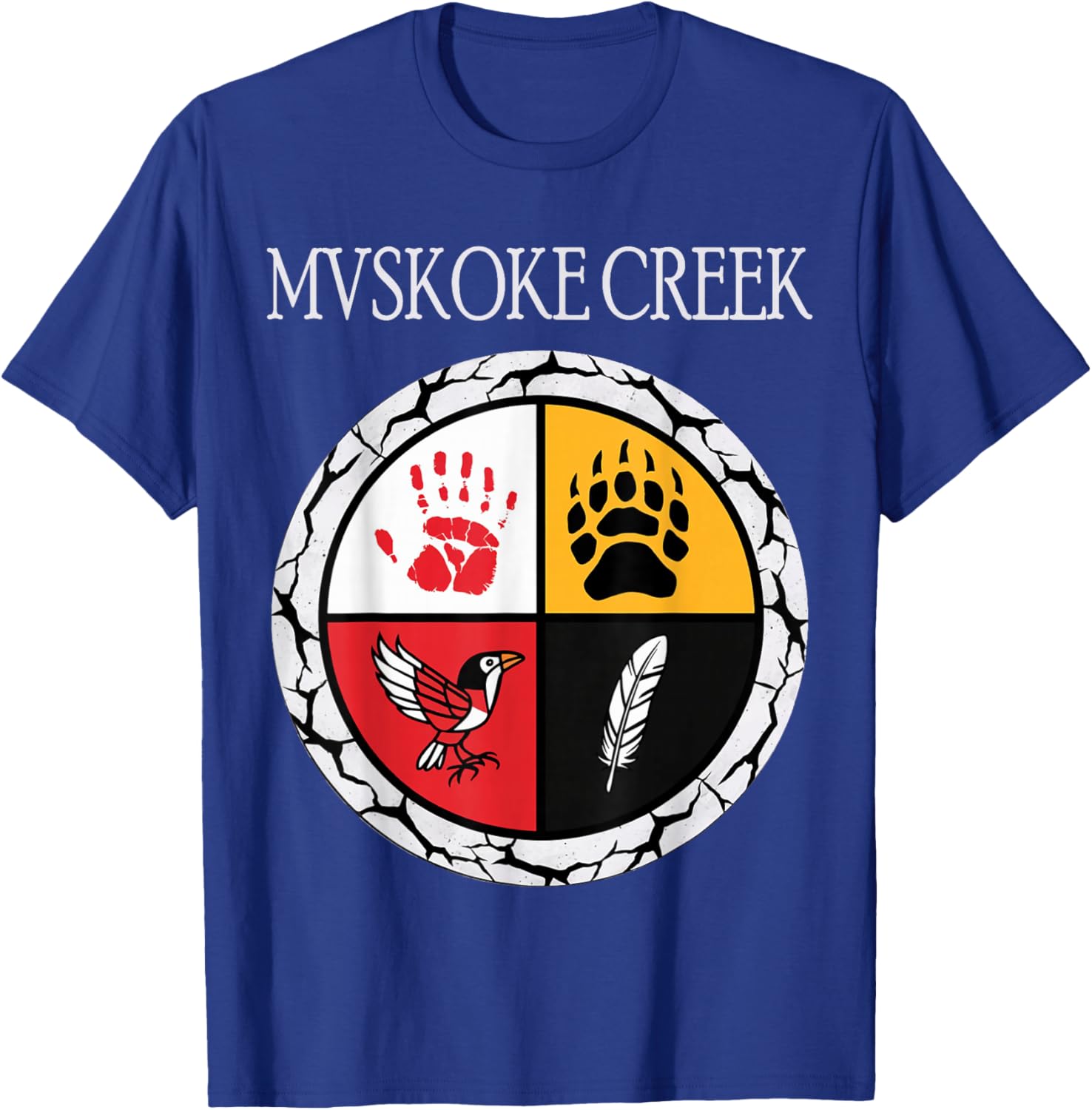 Mvskoke Creek Muskogee Tribe Native American Medicine Wheel T-Shirt - T-Shirt | Royal