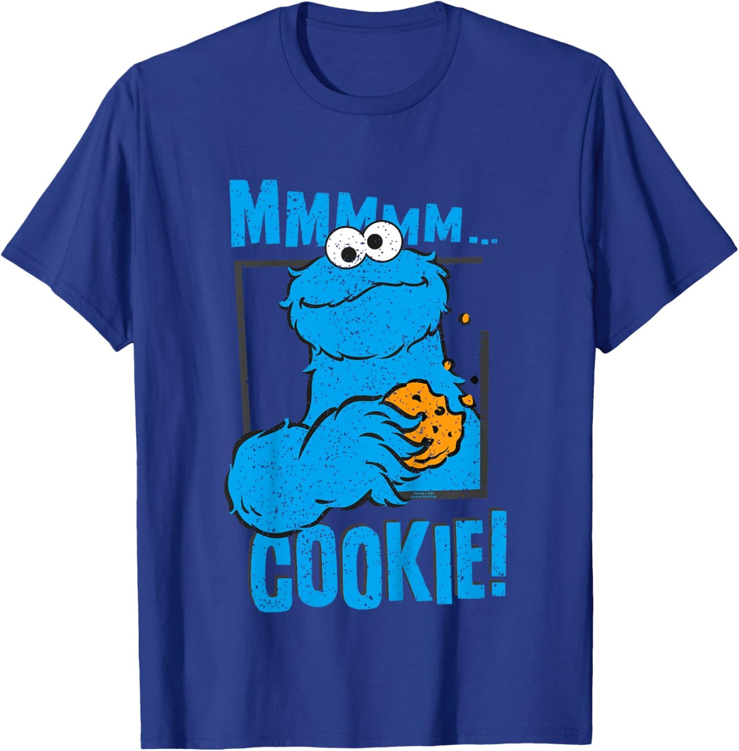 Sesame Street Cookie Monster Yummy Cookies Happy Pose Retro T-Shirt - T-Shirt | Royal