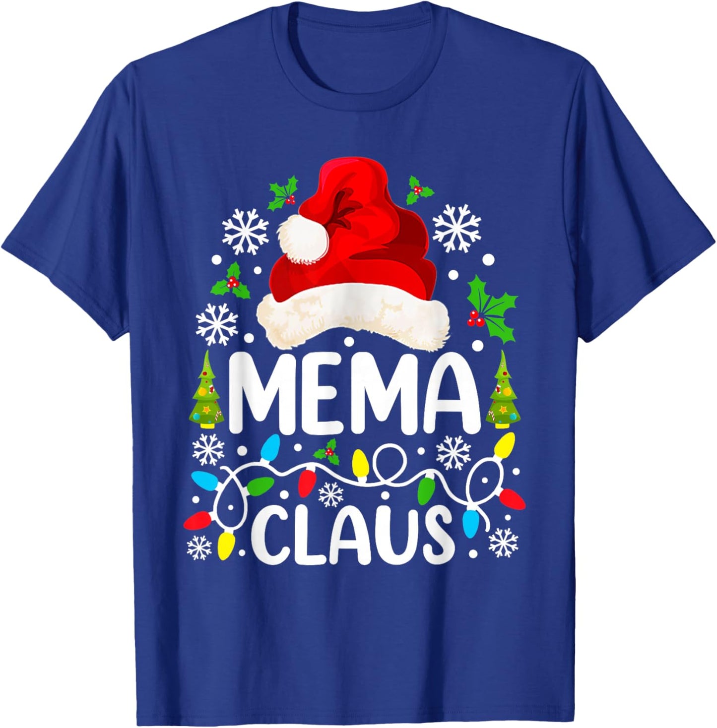 Mema Claus Funny Christmas Family Matching Grandma T-Shirt - T-Shirt | Royal