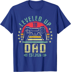 Leveled Up to Dad 2026 Promoted to Daddy Level Unlocked T-Shirt - T-Shirt | Royal