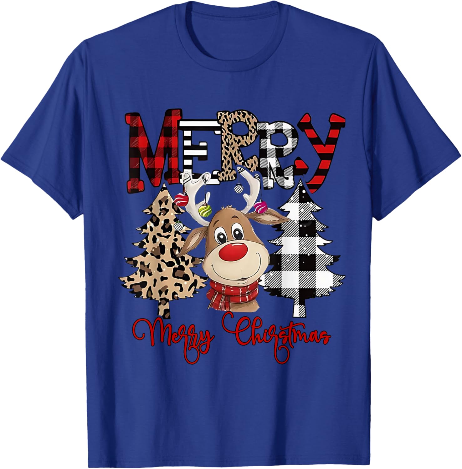 Funny Christmas Cartoon Cute Reindeer T-Shirt - T-Shirt | Royal