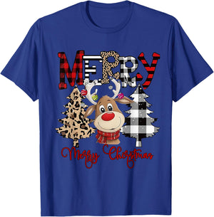 Funny Christmas Cartoon Cute Reindeer T-Shirt - T-Shirt | Royal