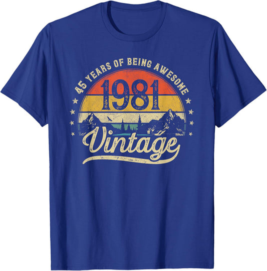 Vintage 1981 45 Years Old 45th Birthday T-Shirt - T-Shirt | Royal