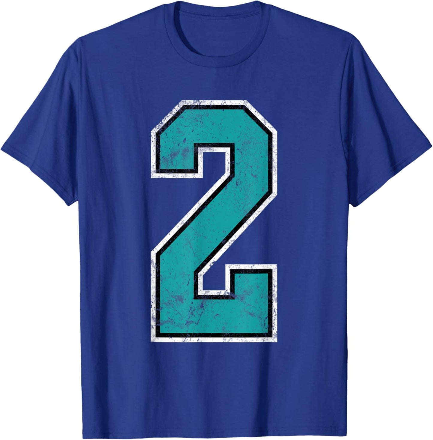 Teal Number #2 Jersey Distressed Lucky Number 2 T-Shirt - T-Shirt | Royal