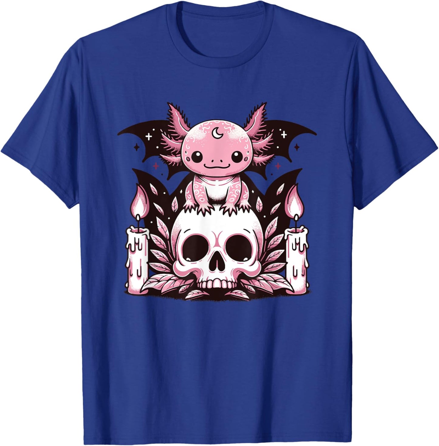 Kawaii Pastel Goth Cute Creepy Axolotl Bat Skeleton T-Shirt - T-Shirt | Royal