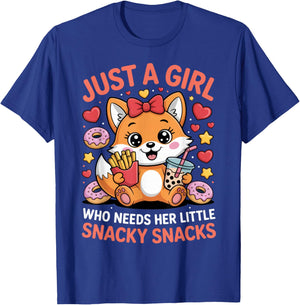 Just a Girl Who Needs Her Little Snacky Snacks Fox Lover T-Shirt - T-Shirt | Royal