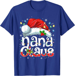 Nana Claus Shirt Christmas Lights Pajama Family Matching T-Shirt - T-Shirt | Royal