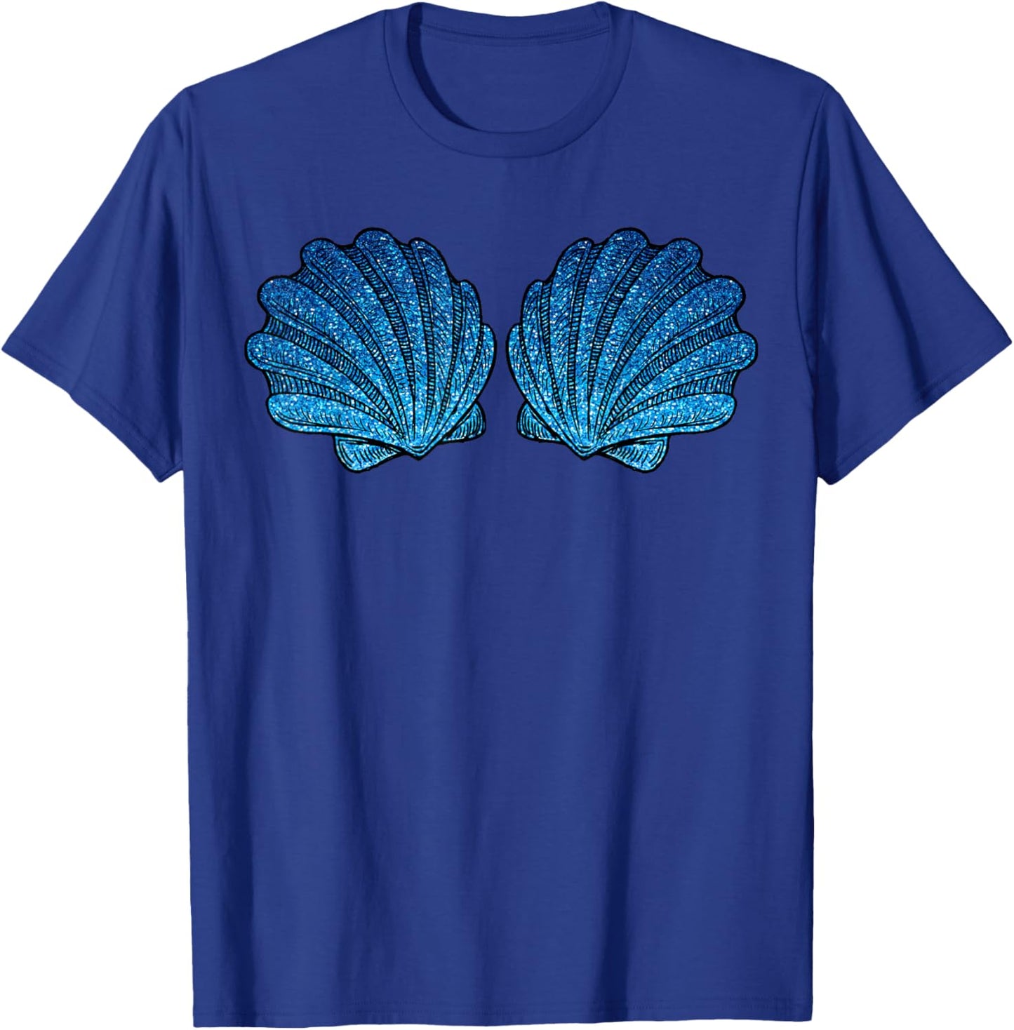 Funny Blue Mermaid Sea Shell Bra Halloween Costume T-Shirt - T-Shirt | Royal