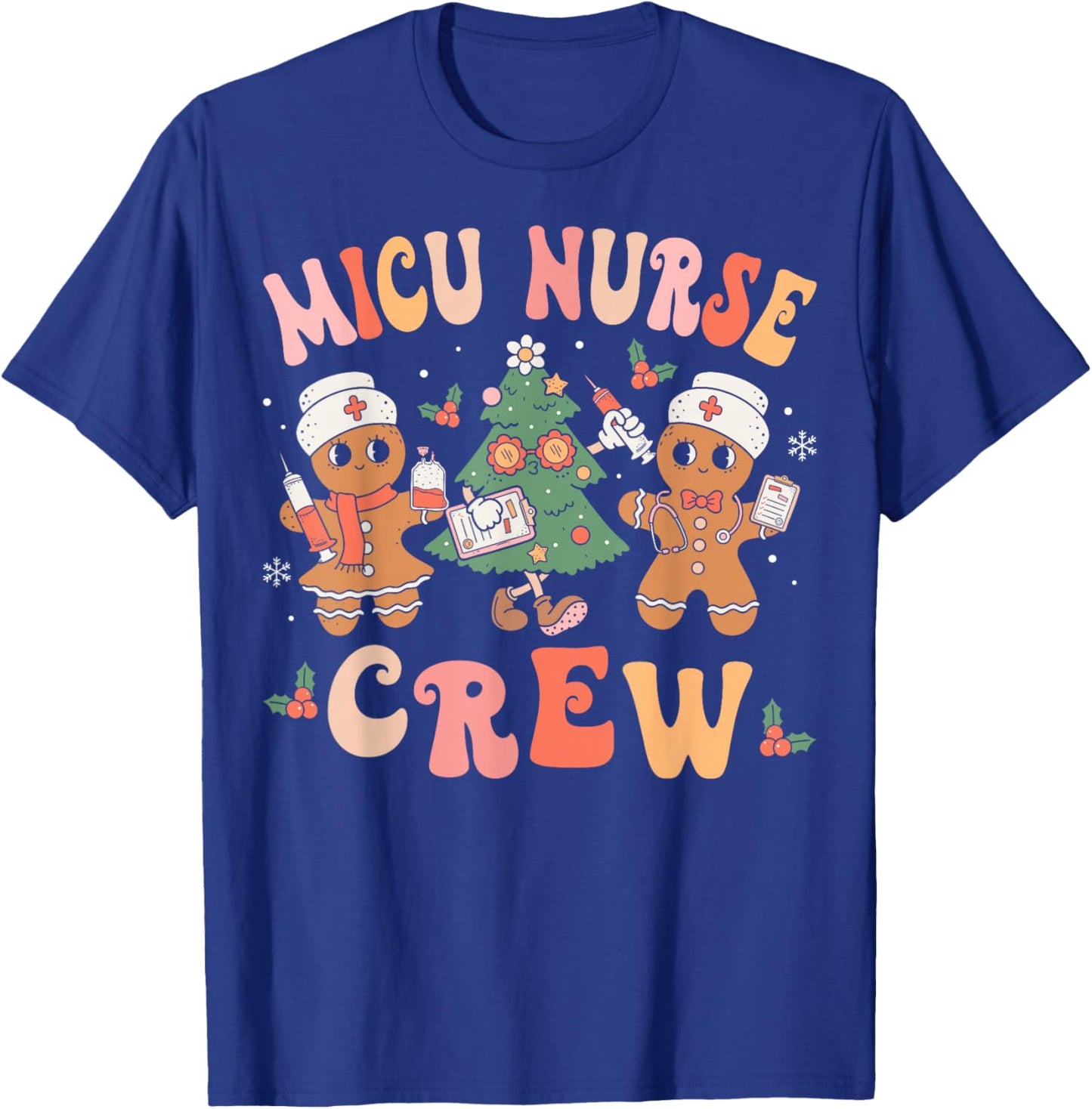 Retro MICU Crew Christmas Intensive Care Unit Group T-Shirt - T-Shirt | Royal
