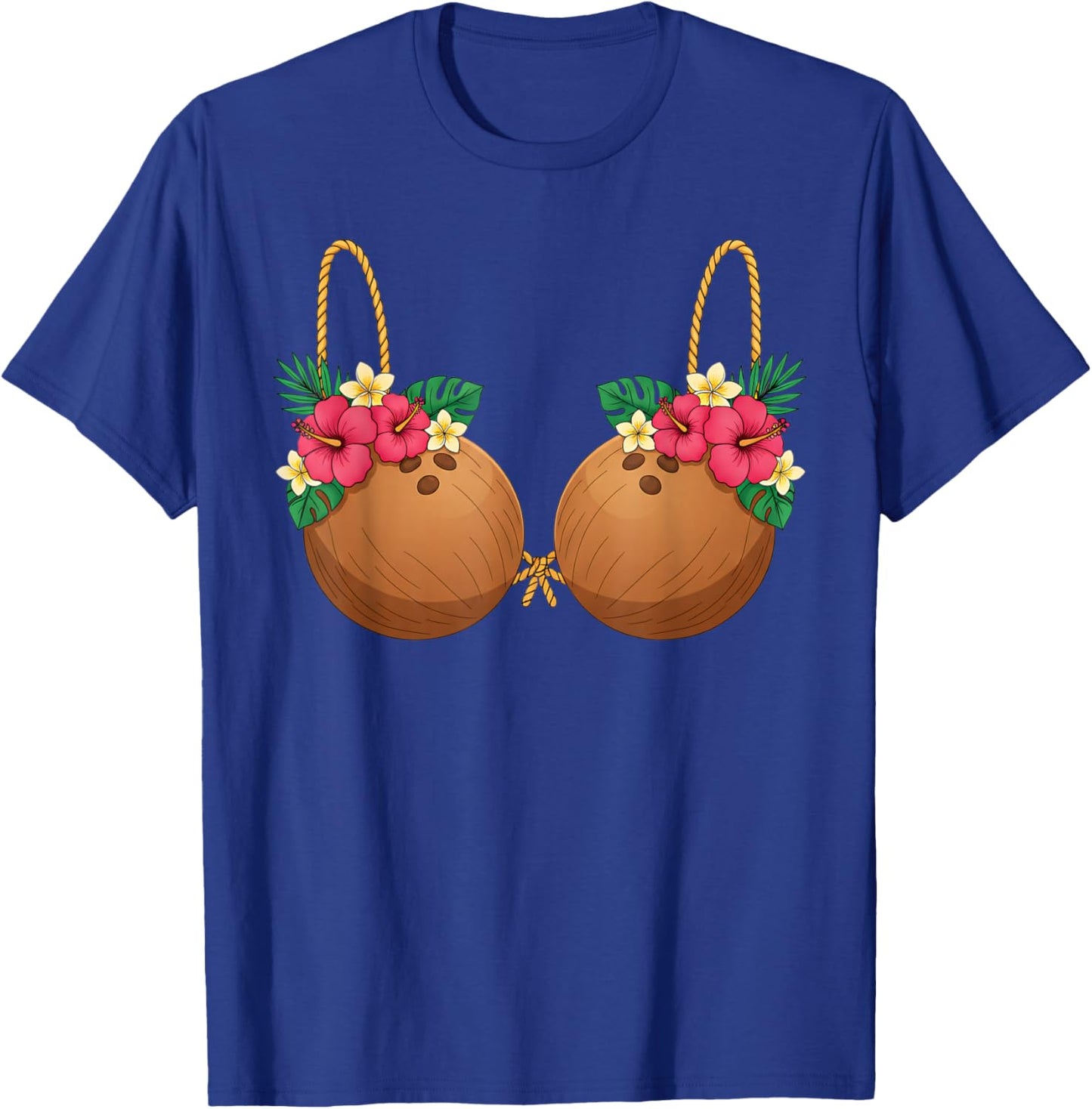 Hawaii Coconut Bra Halloween Costume Floral Luau Party T-Shirt - T-Shirt | Royal