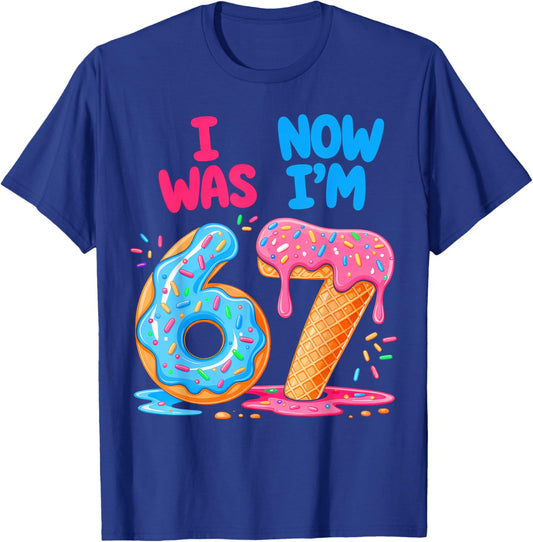 7 Year Old Birthday I was Six Now I'm Seven T-Shirt - T-Shirt | Royal