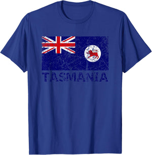 Tasmanian Flag Of Tasmania Distressed Men Women Kids Tassie T-Shirt - T-Shirt | Royal