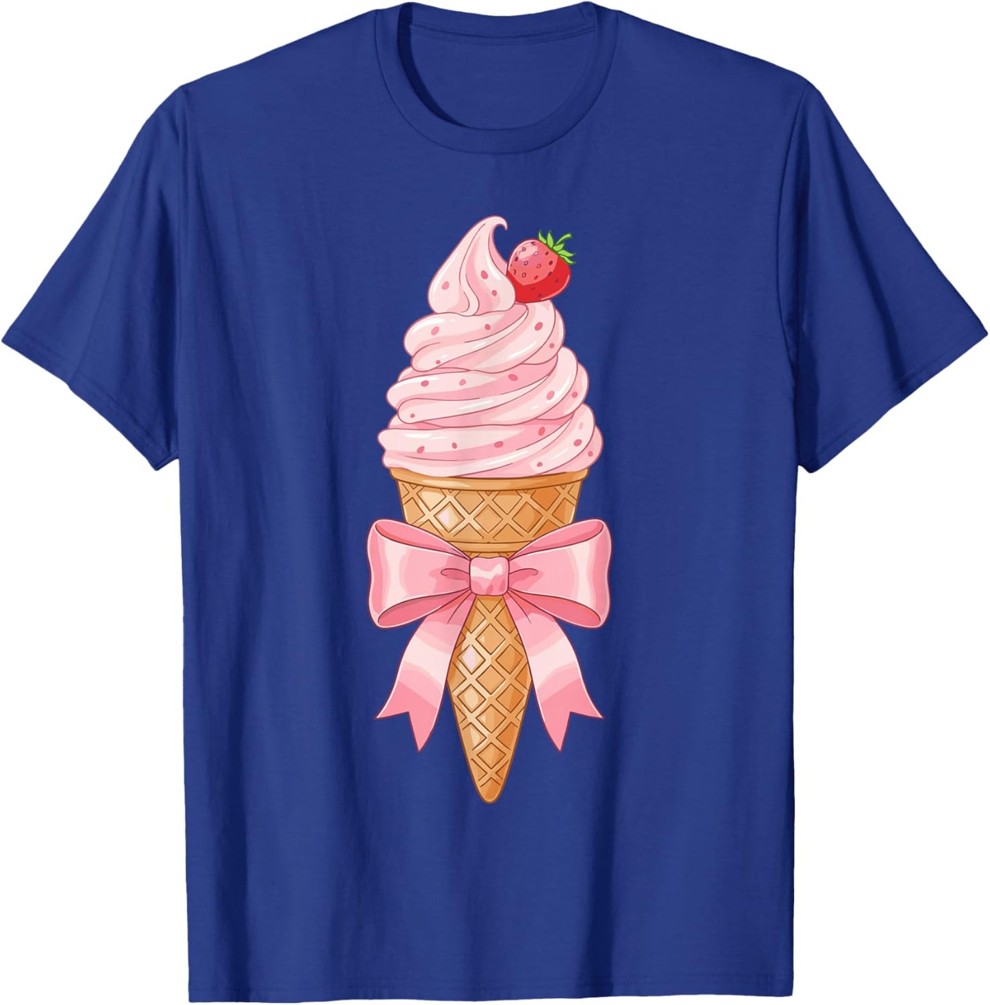 Coquette Ice Cream Cone Bow Shirt Women, Cute Mother Day T-Shirt - T-Shirt | Royal
