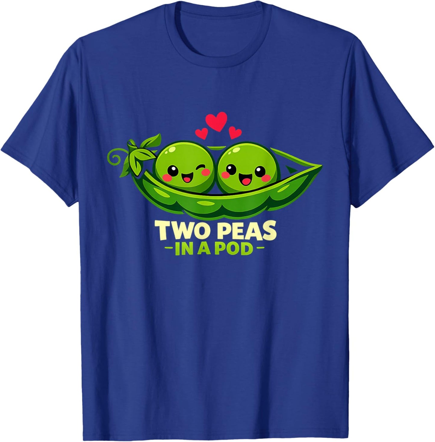 Two Peas in A Pod Cute Peapod Friends Matching Art Couple T-Shirt - T-Shirt | Royal