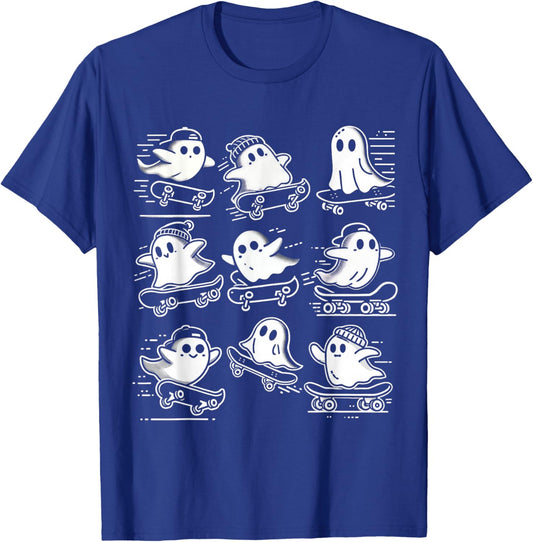 Funny Ghost Skateboard Halloween Costume Skateboarding T-Shirt - T-Shirt | Royal