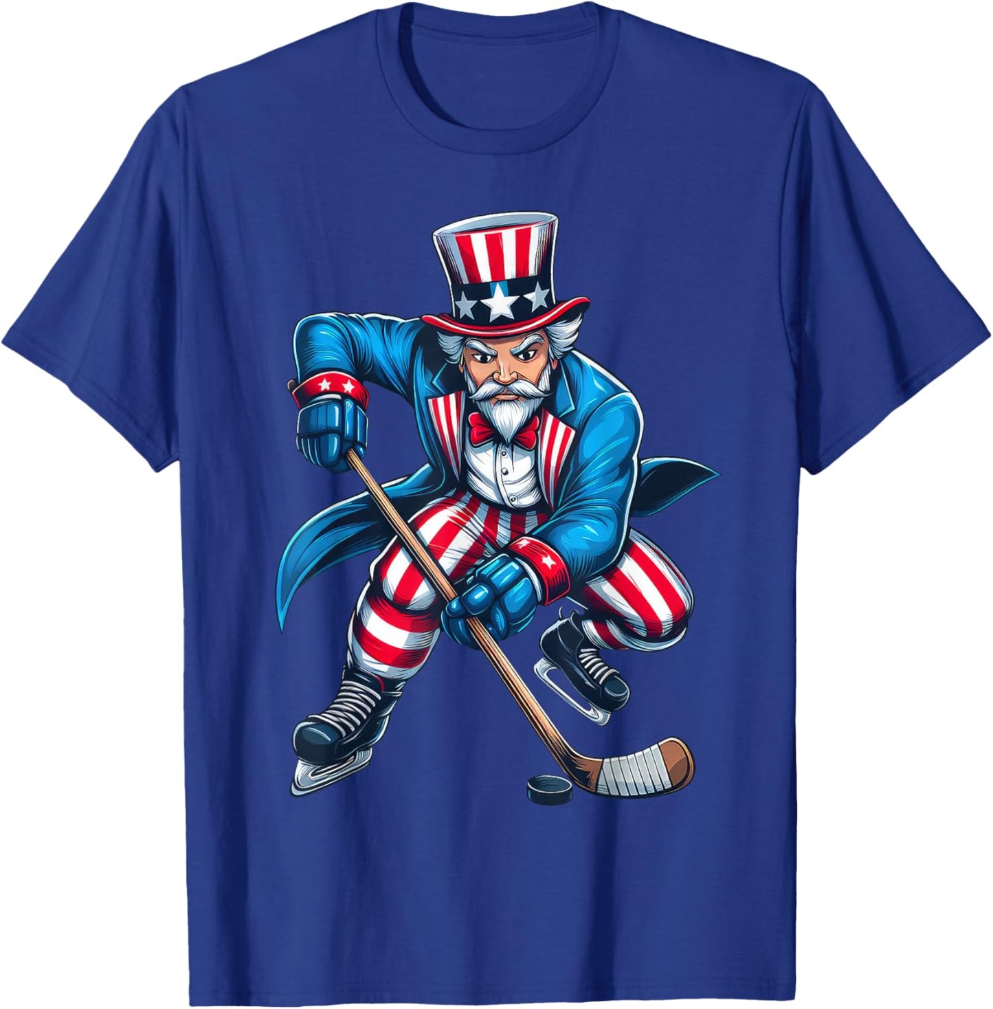 Uncle Sam Hockey Player 4th of July Boys Girls Kids Football T-Shirt - T-Shirt | Royal