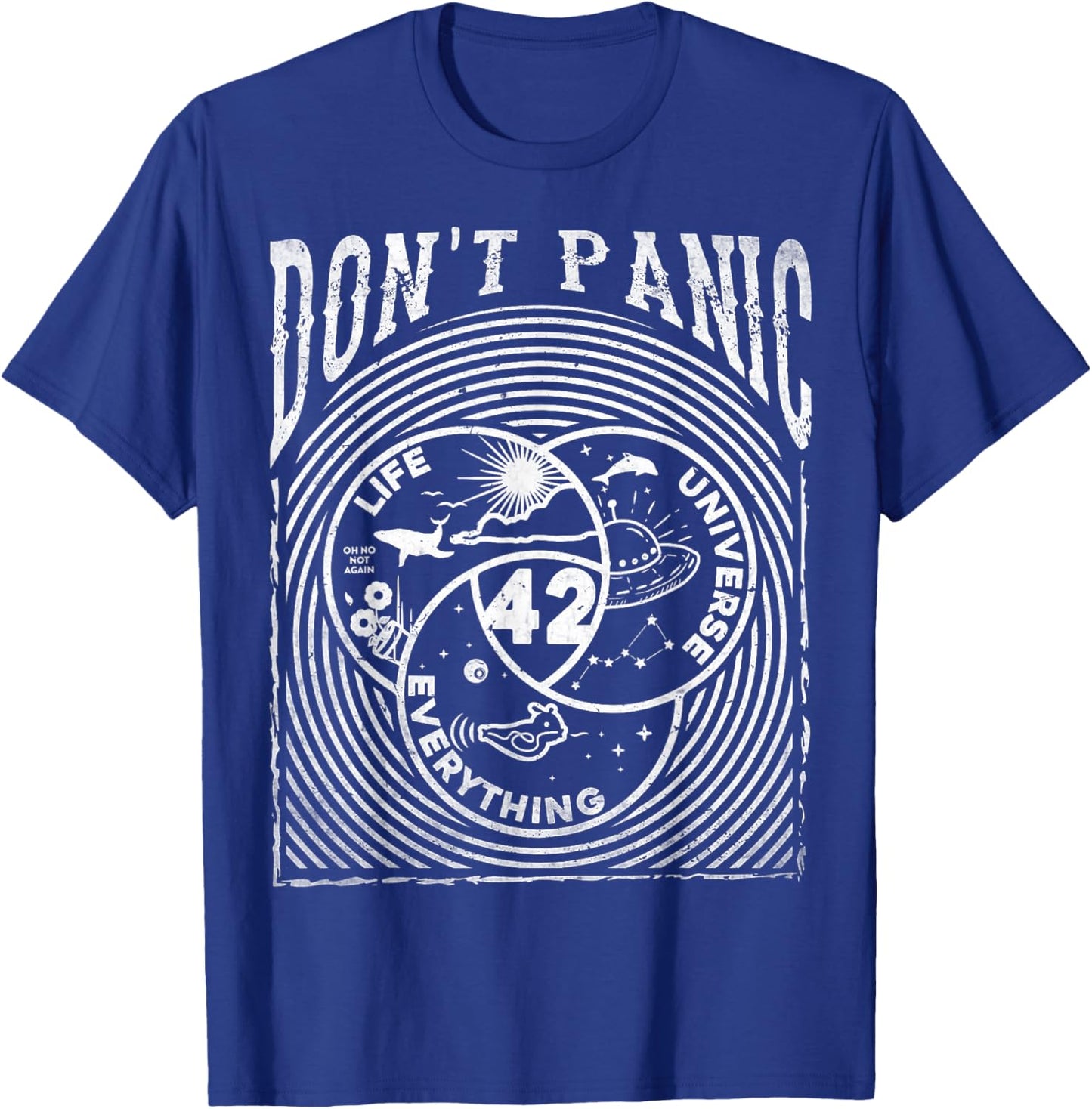 Venn Diagram Life The Universe And Everything Don't Panic 42 T-Shirt - T-Shirt | Royal