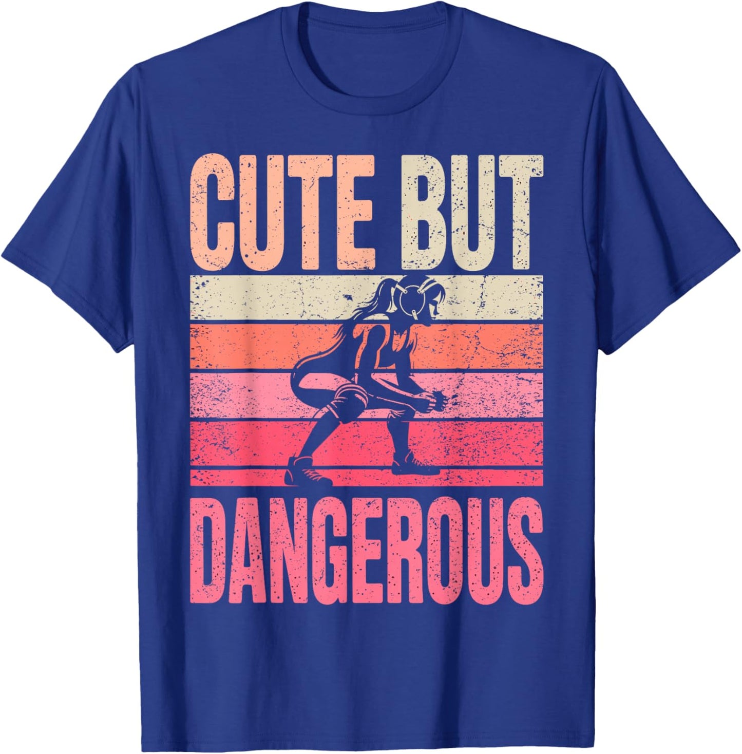 Vintage Cute But Dangerous Wrestler Girl Wrestling T-Shirt - T-Shirt | Royal