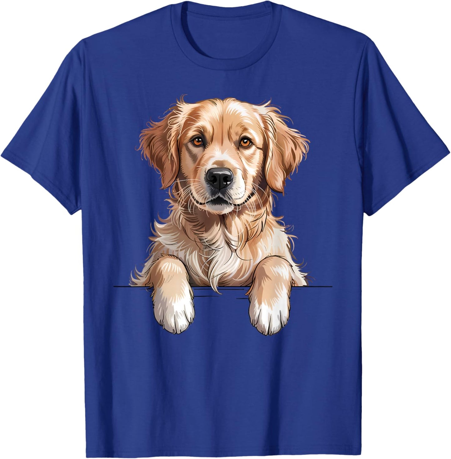 Golden Retriever Funny Peeking Pocket Puppy Dog Lover T-Shirt - T-Shirt | Royal