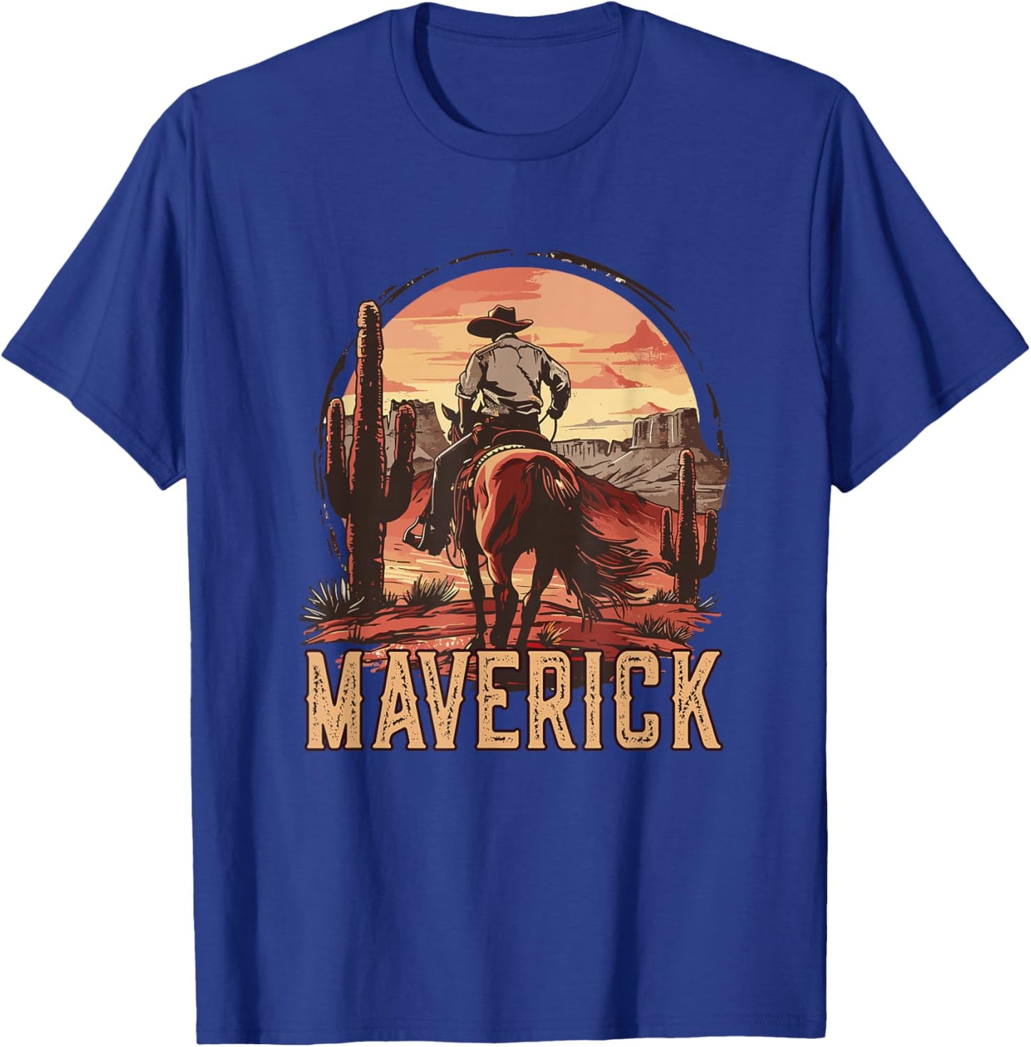 Maverick Western Country Cowboy Kids Toddler Boys T-Shirt - T-Shirt | Royal