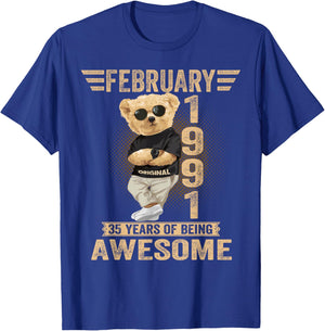 Awesome Teddy Bear 35 February 1991 T-Shirt - T-Shirt | Royal