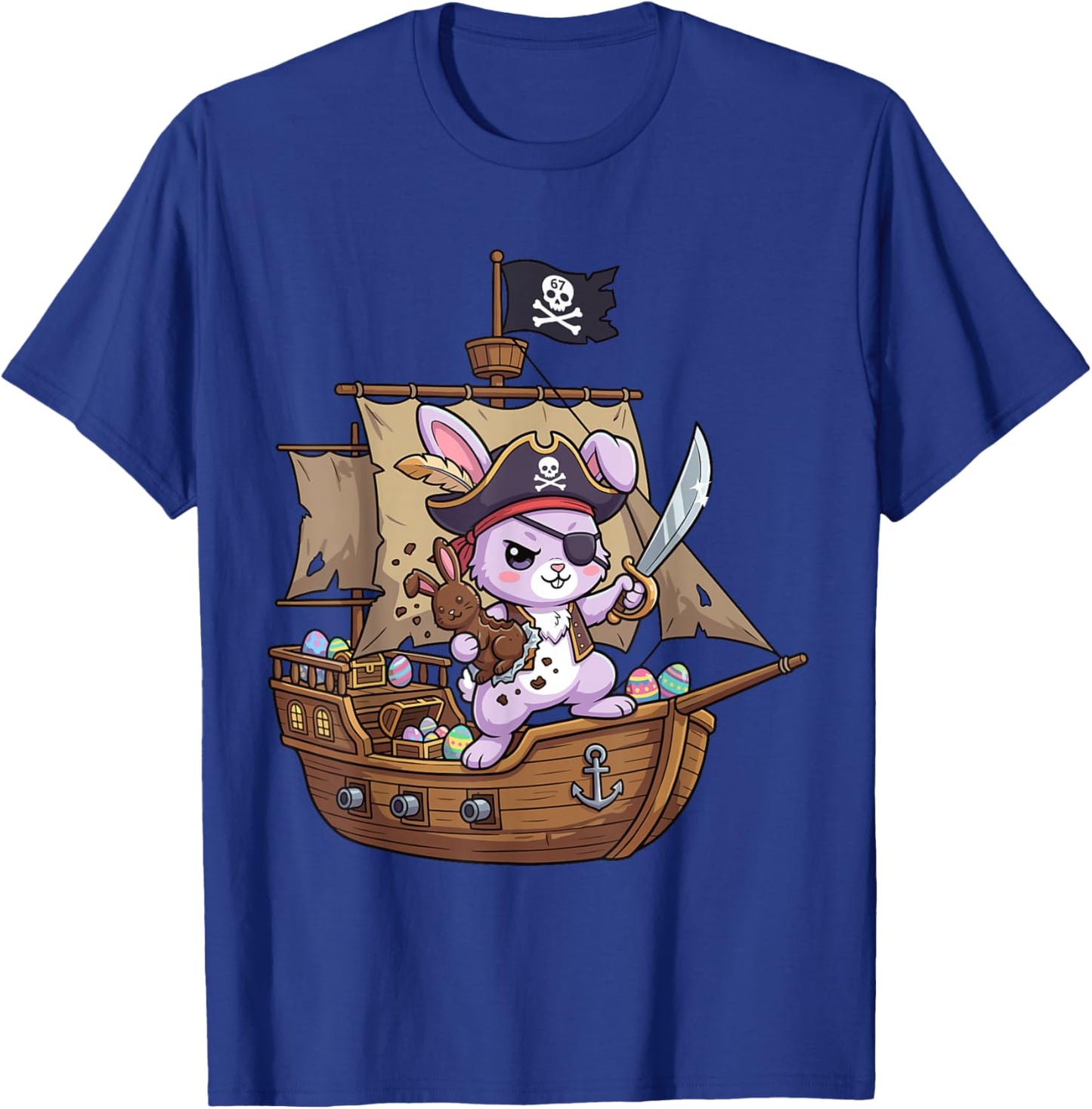 Six Seven 6 7 Schiff Hase Lustiges Ostern Osterei Kinder T-Shirt - T-Shirt | Royal