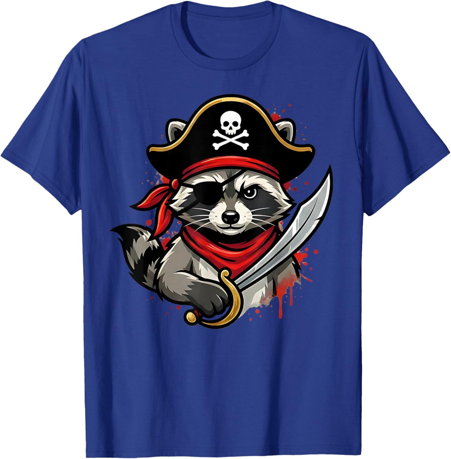 Funny Pirate Raccoon Halloween Costume Men Women Boys T-Shirt - T-Shirt | Royal