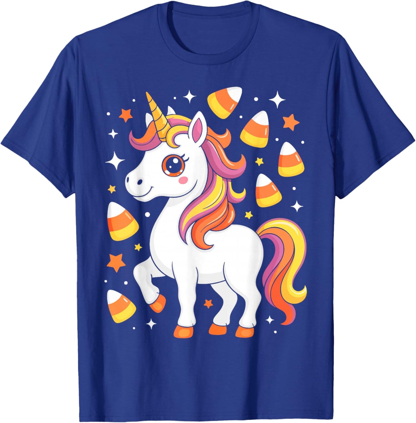 Unicorn Candy Corn Shirt Men Women Kids Halloween Costume T-Shirt - T-Shirt | Royal
