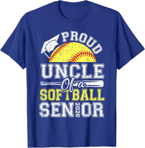 Proud Uncle of A 2026 Senior Softball Graduate T-Shirt - T-Shirt | Royal