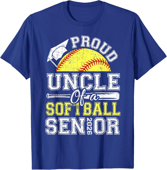 Proud Uncle of A 2026 Senior Softball Graduate T-Shirt - T-Shirt | Royal