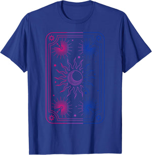 Mystical Cosmic Tarot Card with Sun in Bisexual Flag Colors T-Shirt - T-Shirt | Royal