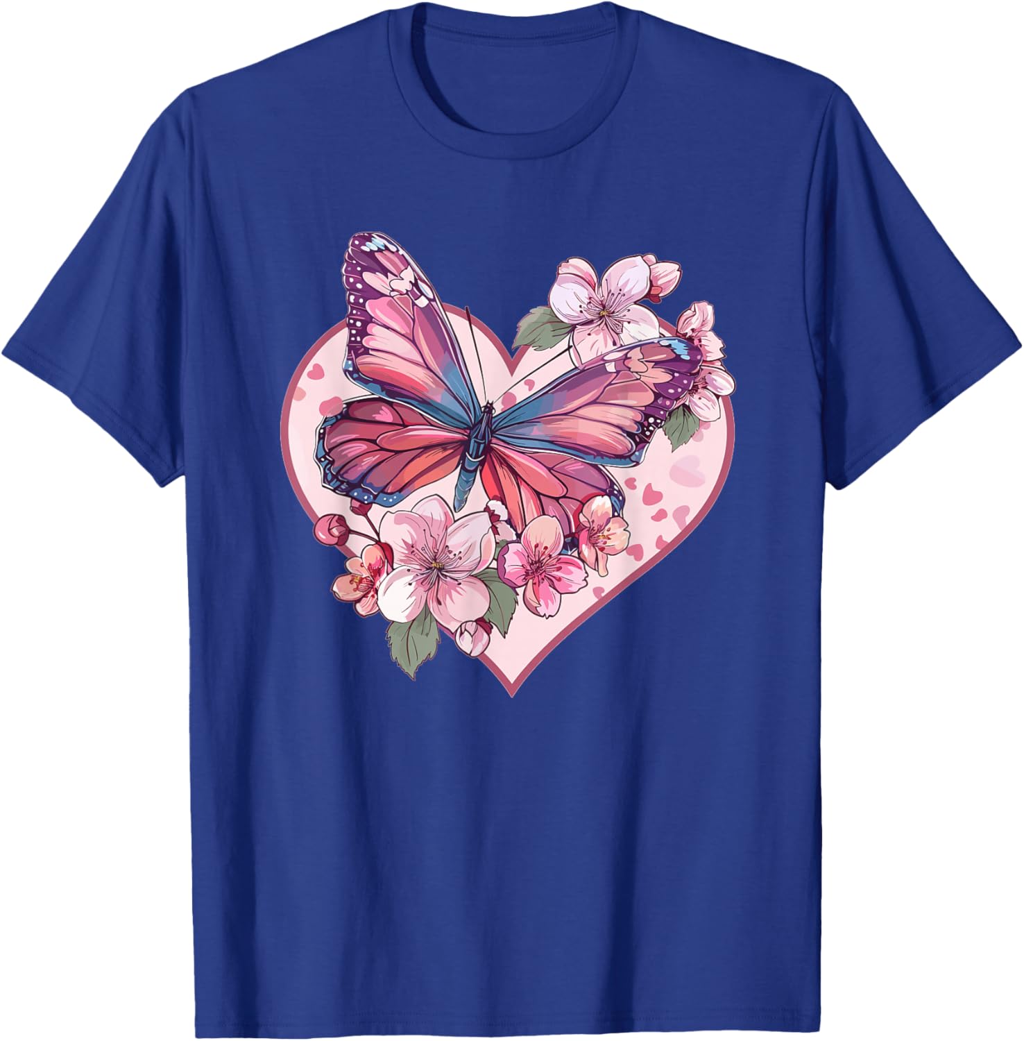 Colorful Butterfly With Flowers I Butterfly T-Shirt - T-Shirt | Royal