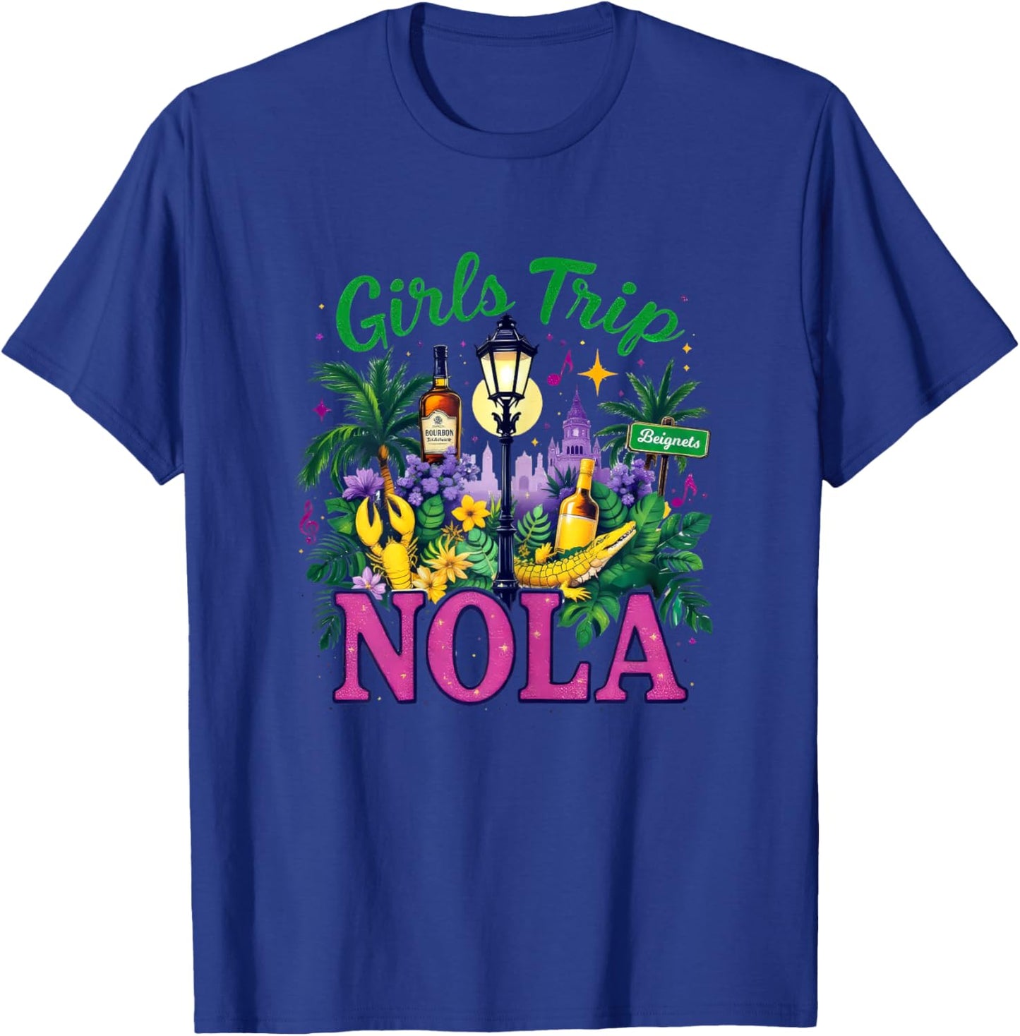 Girls Trip Nola Mardi Gras Women Girl Mardi Gras Mask Beads T-Shirt - T-Shirt | Royal