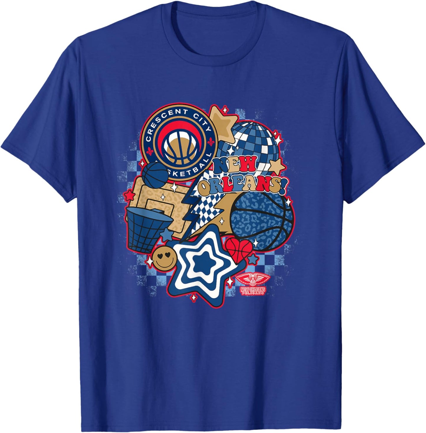 NBA New Orleans Pelicans Psychedelic Basketball Collage T-Shirt - T-Shirt | Royal